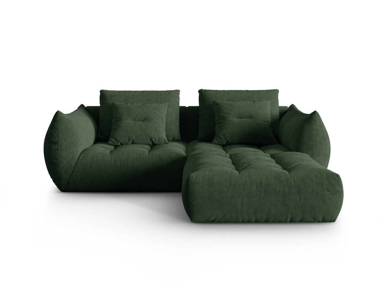 Coltar modular reversibil 3 locuri, Bloom-86, Micadoni Home, 232x216x95 cm, tesatura structurata, verde muschi - 1 | YEO