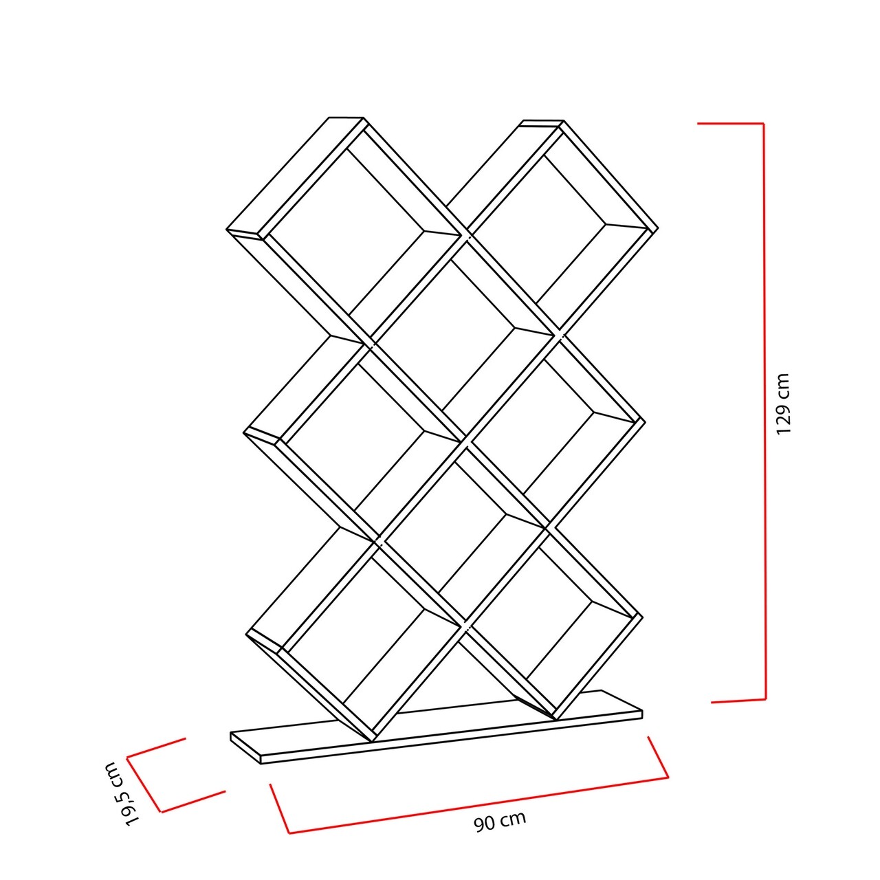 Biblioteca Kumsal, Decorotika, 90x19.5x129 cm, alb - 2 | YEO