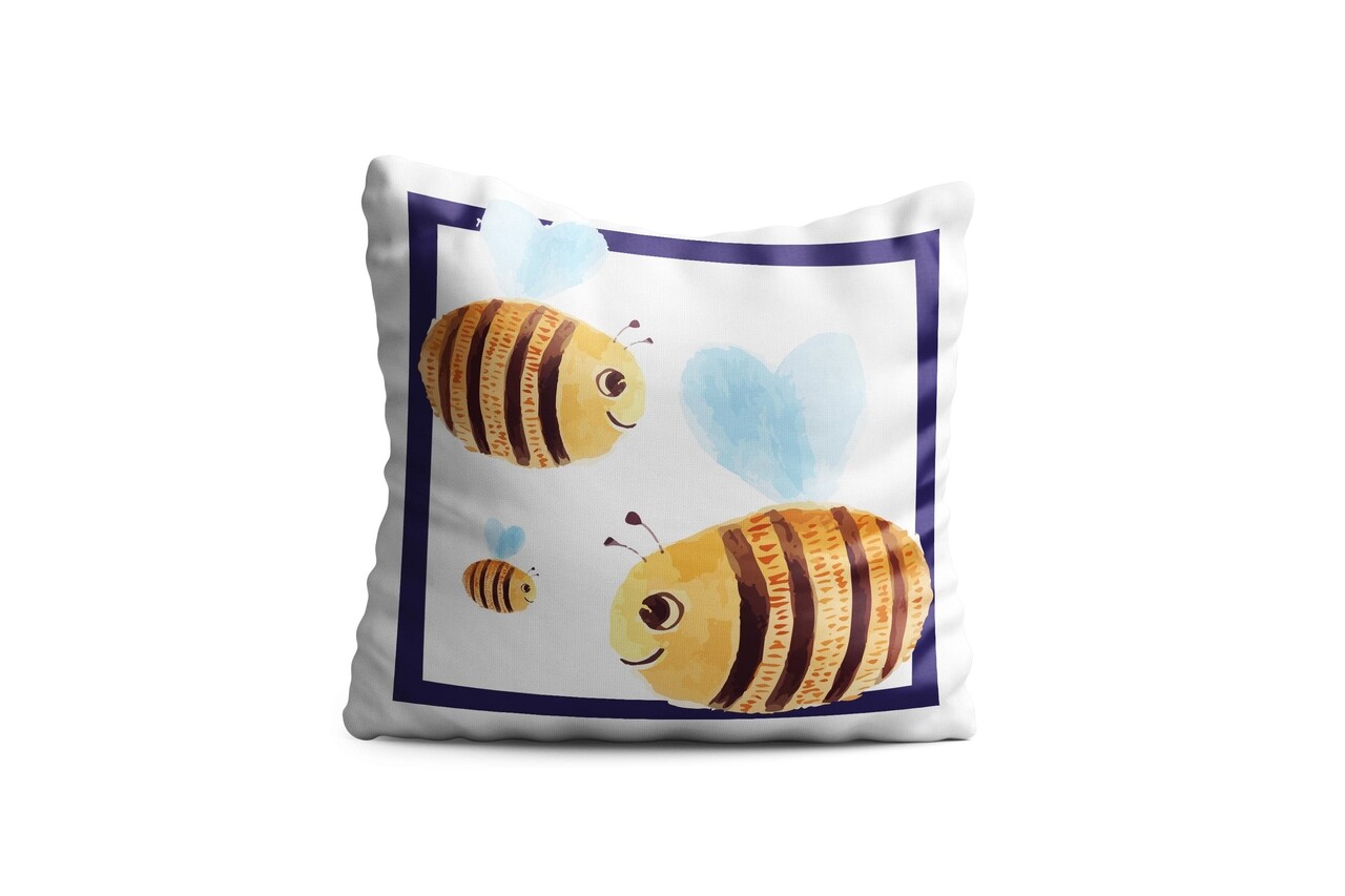 Perna decorativa Bees, Oyo Kids, 43x43 cm, poliester, multicolor