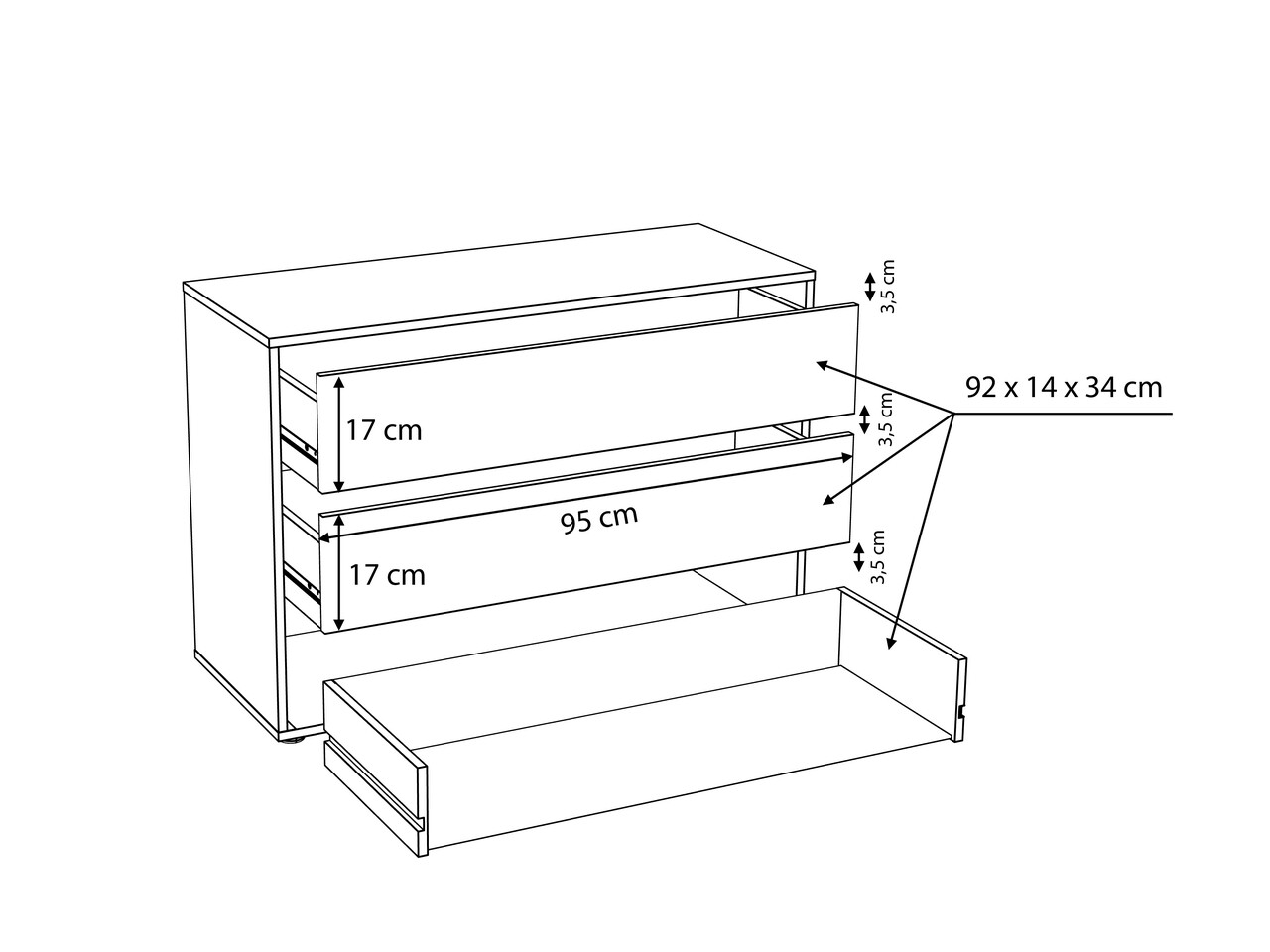 Comoda Emmen, Bedora, 98.7x39.6x70.6 cm, PAL/plastic, gri