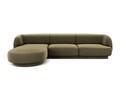 Coltar stanga 4 locuri, Miley, Micadoni Home, BL, 259x155x74 cm, catifea, verde