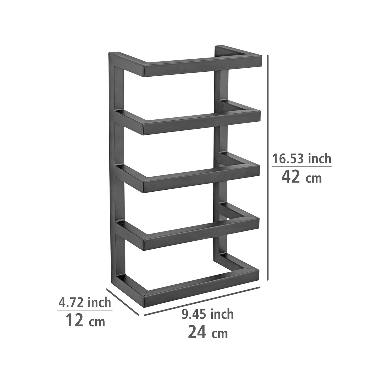 Suport Pentru Prosoape, Wenko, Fondiro, 24 X 12 X 42 Cm, Inox, Negru