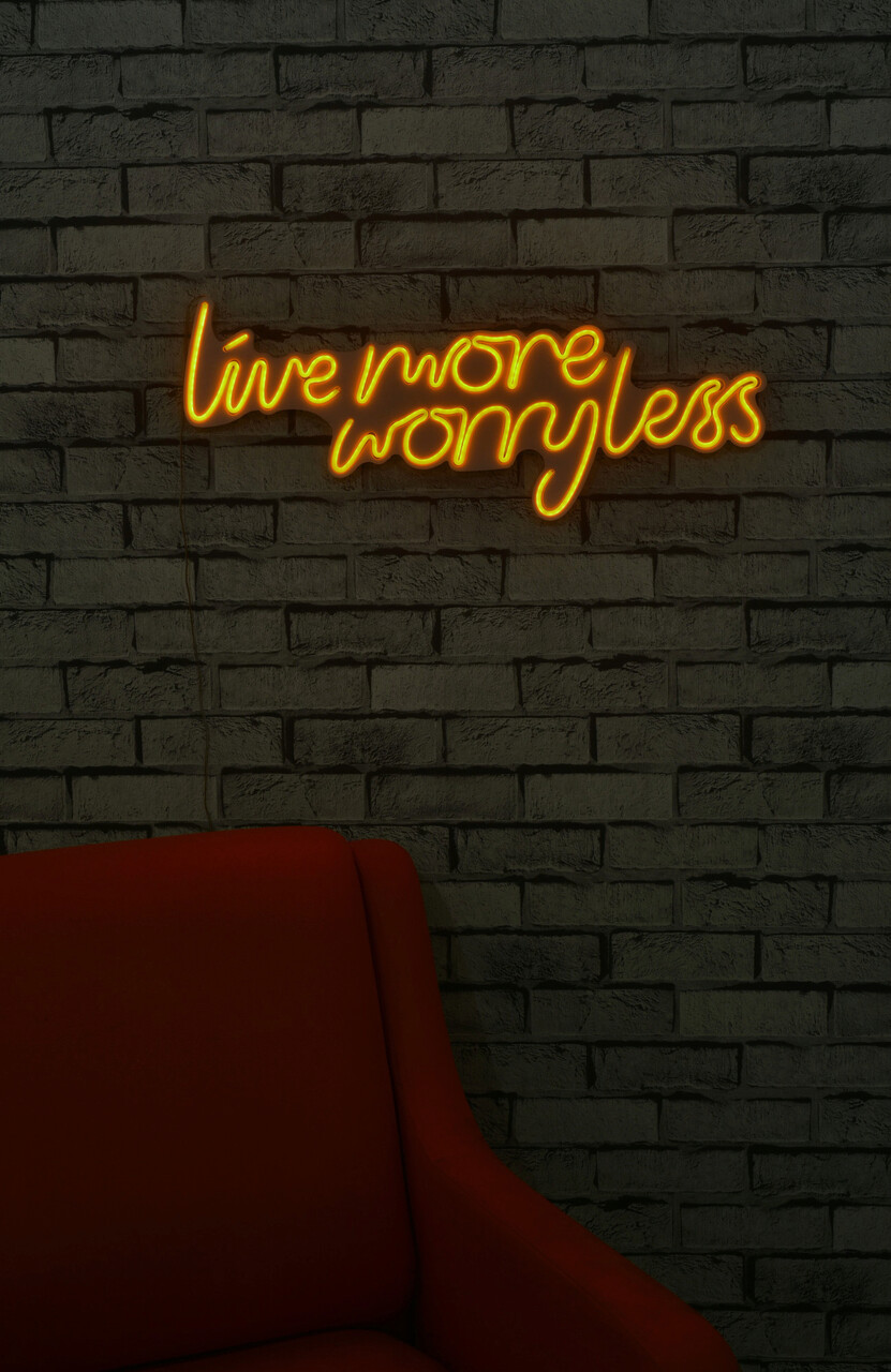 Decoratiune luminoasa LED, Live More Worry Less, Benzi flexibile de neon, DC 12 V, Galben - 1 | YEO