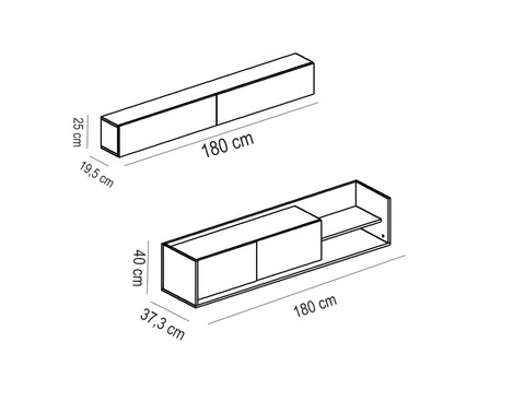 Comoda TV cu raft Kale, Decorotika, 180x37.3x40 cm, alb/bej