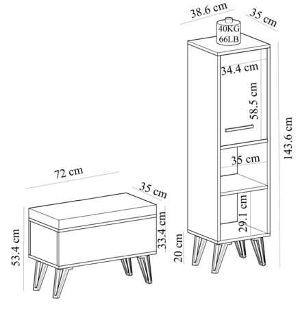 Dulap multifunctional, Olivia, November Chest, 72x53.4x35 cm, PAL, Alb/Verde