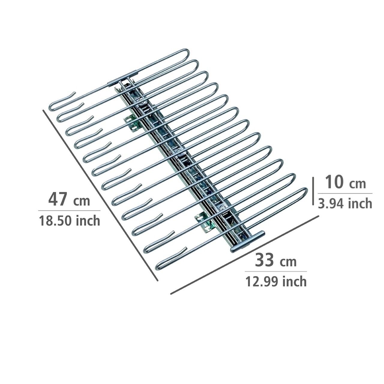 Organizator pantaloni, 12 perechi, Wenko, 33 x 10 x 47 cm, metal cromat - 2 | YEO