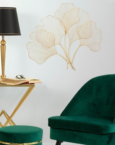 Decoratiune de perete Glam Leaf, Mauro Ferretti, 69x5x62 cm, fier