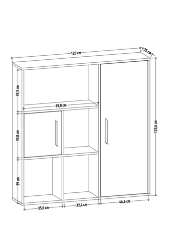 Corp biblioteca, Zena Home, Ridge, 120x123.6x25 cm, PAL, Stejar