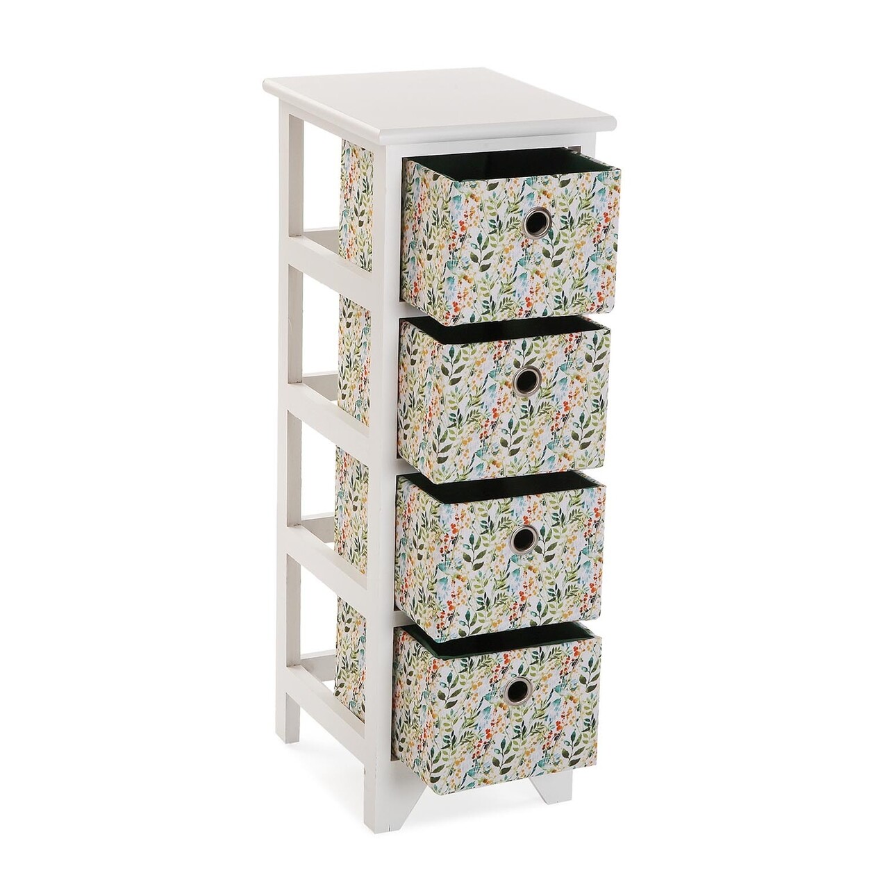 Organizator Baie Cu 4 Cosuri Acuarela, Versa, 25 X 30 X 72 Cm, Lemn De Paulownia