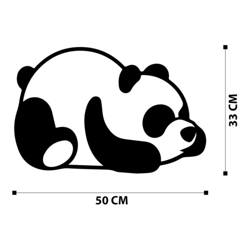 Decoratiune de perete, Panda Metal Decor, Metal, Dimensiune: 50 x 29 cm, Negru