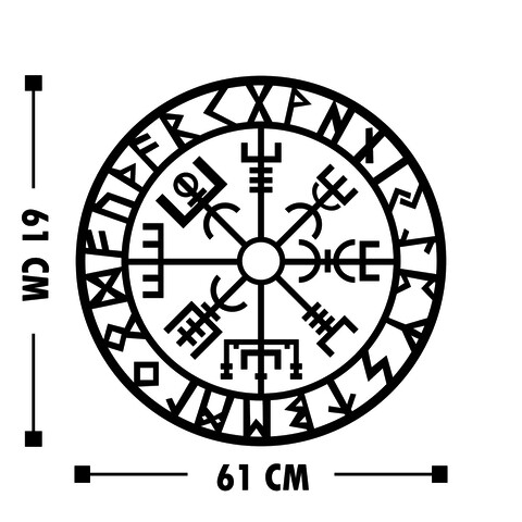 Decoratiune de perete, Vegvisir 2, Tanelorn, 61x61 cm, metal