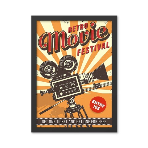 Tablou decorativ, Retro Movie Festival (40 x 55), MDF , Polistiren, Multicolor