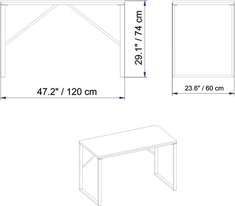 Birou, Hadley, Landi, 120x74x60 cm, Alb / Oud Stejar