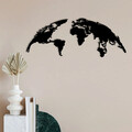 Decoratiune de perete, World Map Small Metal Decor, metal, 100 x 39 cm, negru