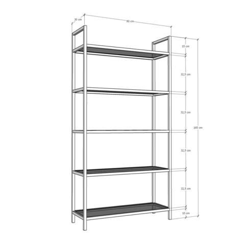 Corp biblioteca, Neostill, K100, 80x165x30 cm, Negru