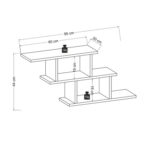 Raft de perete, Lagomood, Funda, 95x44x20 cm, Alb