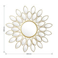 Oglinda decorativa Flower, Pakoworld, 83x83 cm, PAL melaminat, auriu