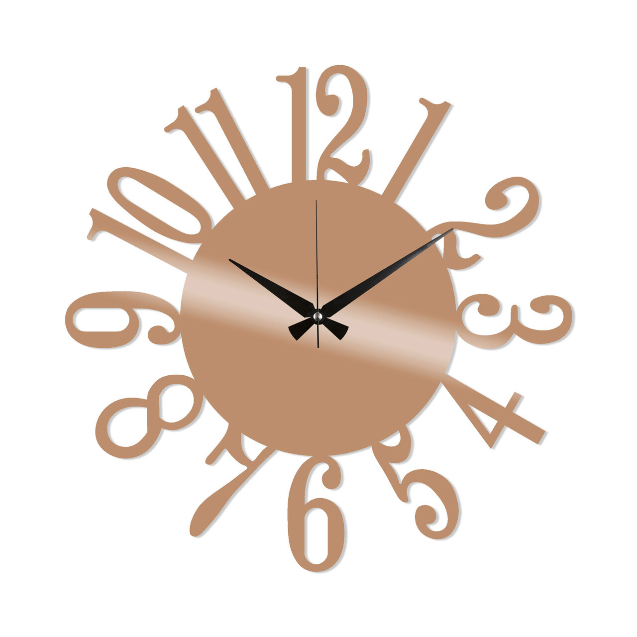 Ceas de perete, Metal Wall Clock 14, Metal, Dimensiune: 48 x 48 cm, Cupru - 1 | YEO