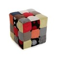 Taburet, Versa, Cube Philippe, 35 x 35 x 35 cm, lemn/bumbac, multicolor