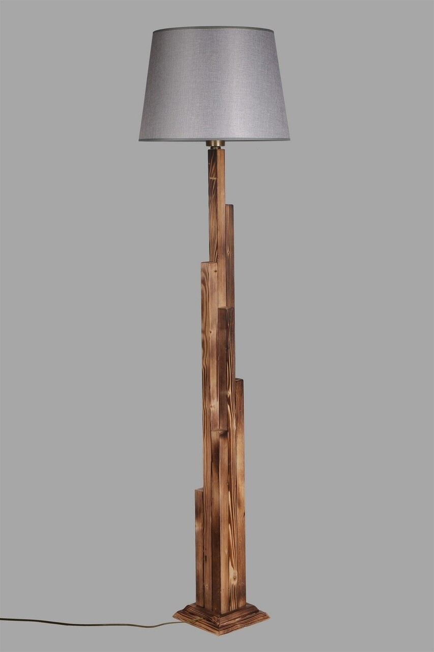 Lampadar, Luin, 8300-3, E27, 60 W, lemn/textil - 2 | YEO