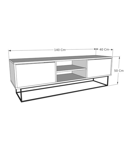 Comoda TV, Kalune Design, Escape 140, 140x50x40 cm, Maro închis/Negru