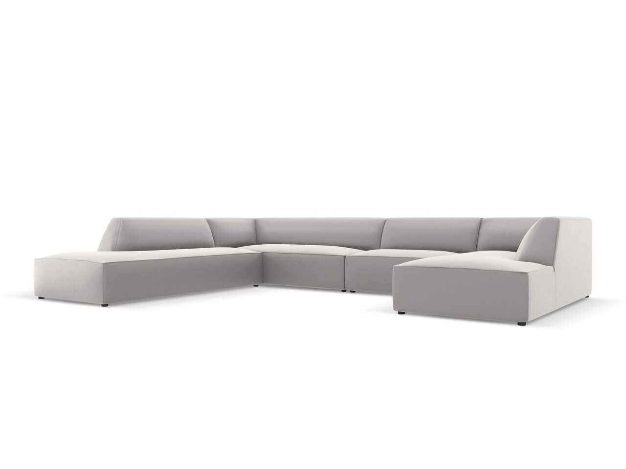 Coltar panoramic stanga 7 locuri, Ruby, Micadoni Home, BL, 366x273x69 cm, piele ecologica, gri deschis - 1 | YEO