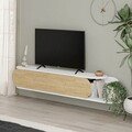 Comoda TV, Homitis, Tone, 180x30x29.6 cm, Stejar / Alb