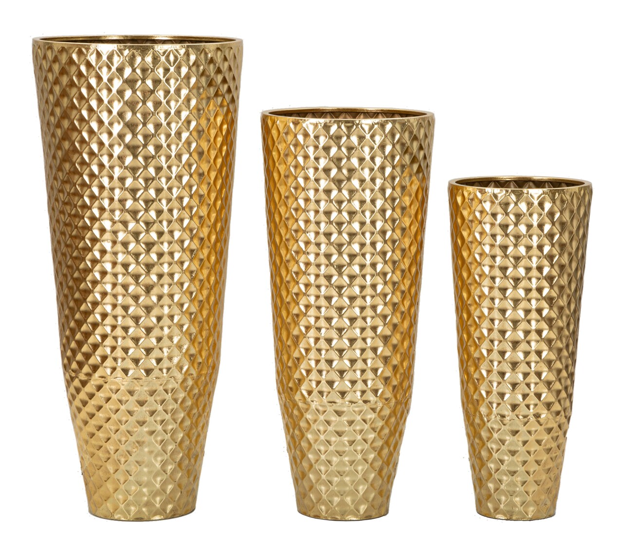 Set 3 ghivece / vase decorative Glotty, Mauro Ferretti, 48x48x110 cm, fier, auriu - 1 | YEO