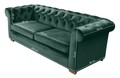 Canapea extensibila Oxford Chesterfield, 88x216x75 cm, 3 locuri, Green