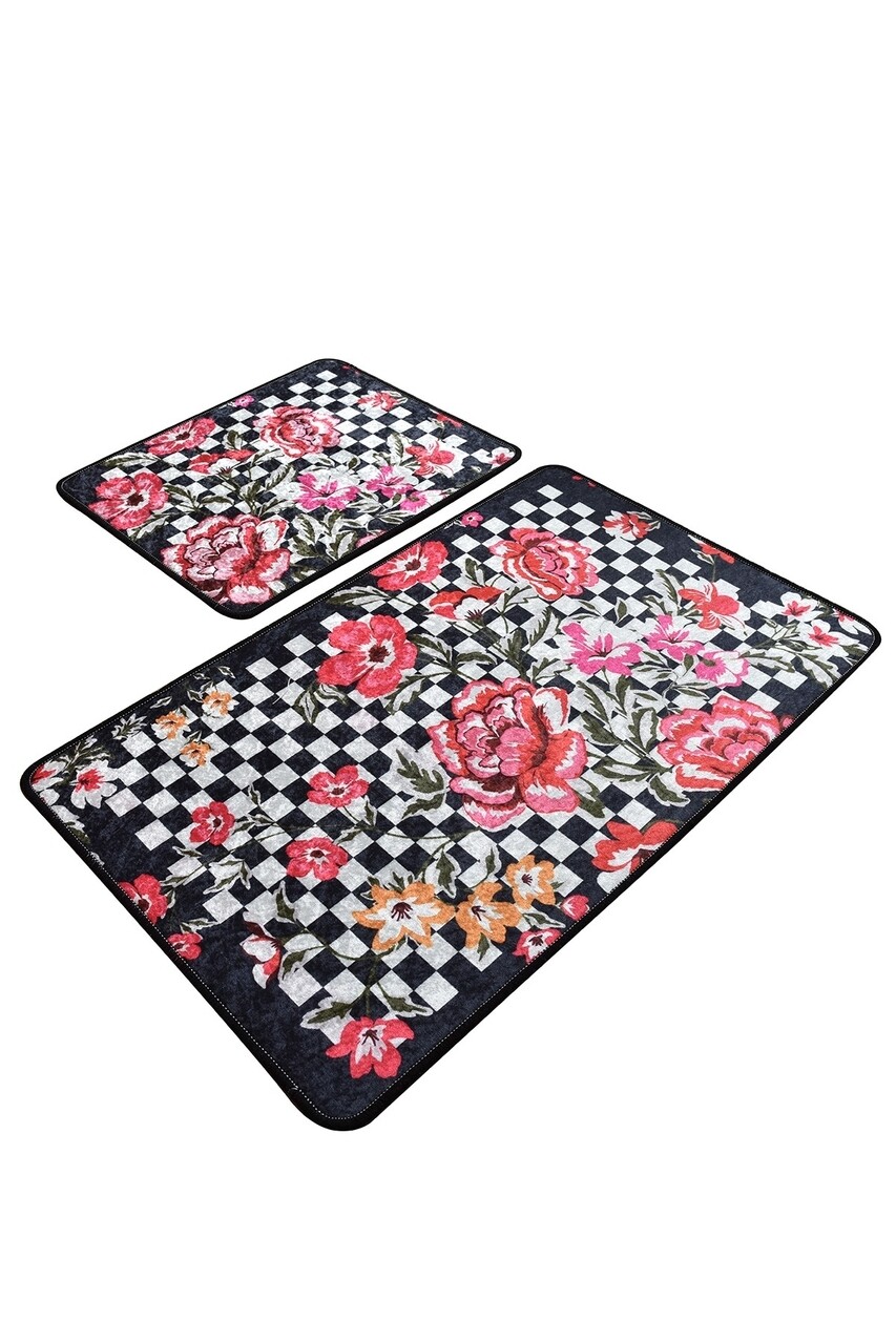 Set 2 covorase de baie Black Rose, Chilai, 50x60 cm/60x100 cm, multicolor - 1 | YEO