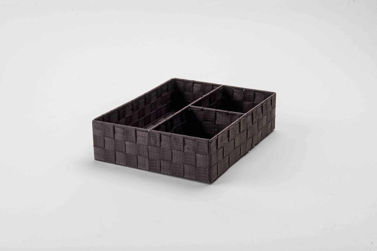 Organizator dulap cu 3 compartimente, Compactor, 32 x 25 x 8 cm, textil, maro inchis