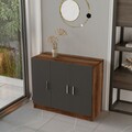 Set mobilier pentru camera de studiu, 5 piese, Locelso, VO16 - BA, pal melaminat, maro/antracit