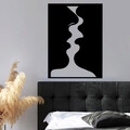 Decoratiune de perete, Kissing Moment, Metal, Dimensiune: 50 x 0,15 x 70 cm, Negru