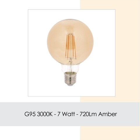 Bec LED, Sage, G95 Gün Işığı Amber, 7 W, 3000K, 720 Lm, sticla