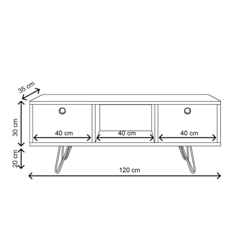 Comoda TV, Lacivert, Yaren, 120x50x35 cm, Alb