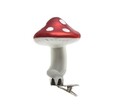 Set 3 globuri Mushroom w dot on, Decoris, 6x8 cm, sticla, rosu/alb