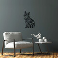 Decoratiune de perete, Cat, Metal, Dimensiune: 46 x 68 cm, Negru