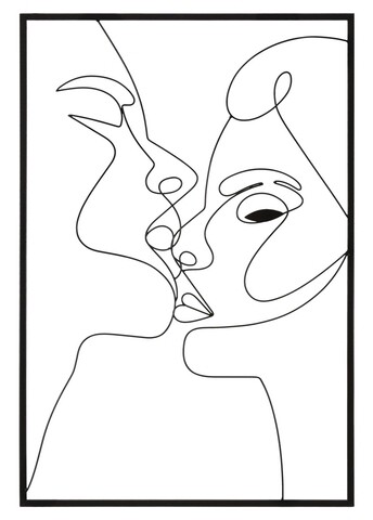 Decoratiune de perete 3D Kiss, Mauro Ferretti, 90 x 60 cm, fier, negru