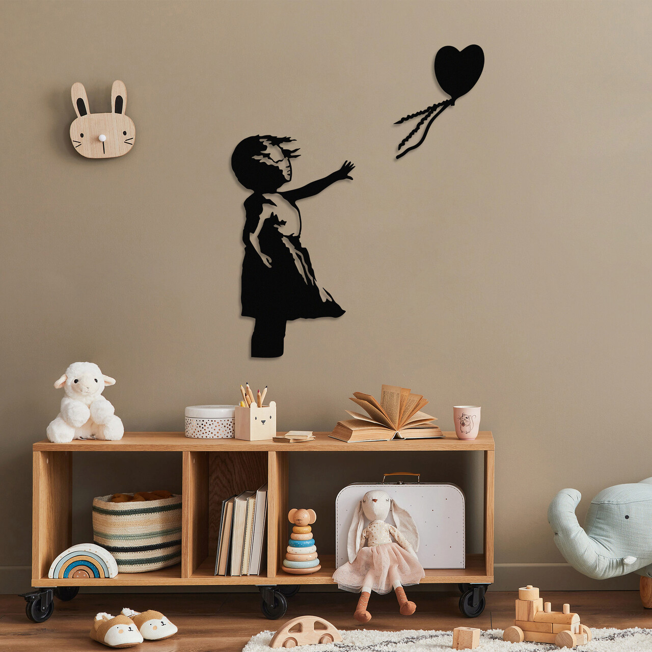 Decoratiune de perete, Banksy, Metal, Dimensiune: 105 x 85 cm, Negru - 2 | YEO