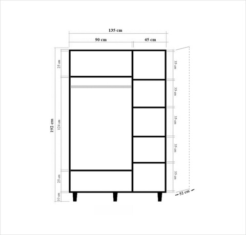 Dulap pentru haine Mode 620, Vella, 135x52x192 cm, multicolor