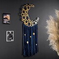 Decoratiune de perete, Moonlight, Macrame, Metal, Albastru / Auriu