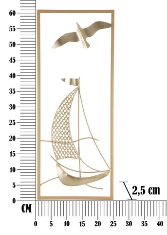 Decoratiune de perete Vela New, Mauro Ferretti, 25x61 cm, fier, multicolor