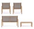 Set mobilier de gradina 4 piese Kallen, Bizzotto, aluminiu/textilena 2x1, natural