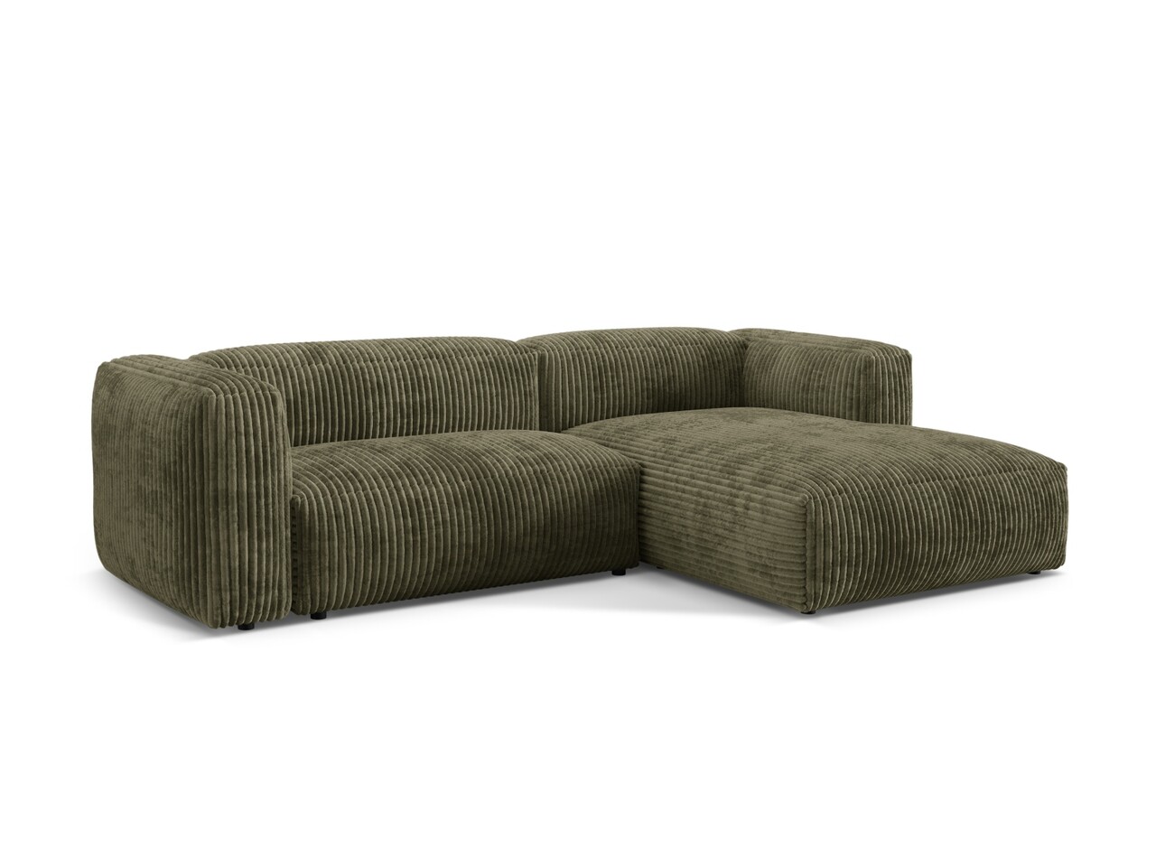 Coltar modular dreapta 2 locuri, Martina-212, Micadoni Home, 283x176x75 cm, velur, verde muschi - 1 | YEO