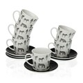 Set 6 cesti cu farfurie Zebra, Versa, 10.5x8x6 cm, portelan