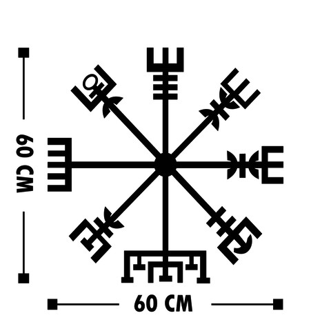 Decoratiune de perete, Vegvisir, Tanelorn, 60x60 cm, metal