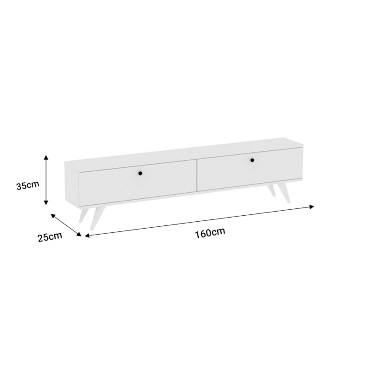 Comoda TV Floxie, Pakoworld, 160x25x35 cm, PAL melaminat, alb