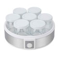 Aparat pentru iaurt, 7 borcane cu capac Jata, 24x12.5 cm/180 ml/20W, inox, transparent