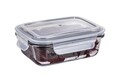 Caserola cu capac, Wenko, Pacu, 0.6 L, 18 x 13 x 6.5 cm, sticla/polipropilena/silicon, transparent