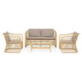 Set mobilier pentru exterior, 4 piese Surabaya, 77x67.5x79 cm, aluminiu/sticla securizata, natur/gri